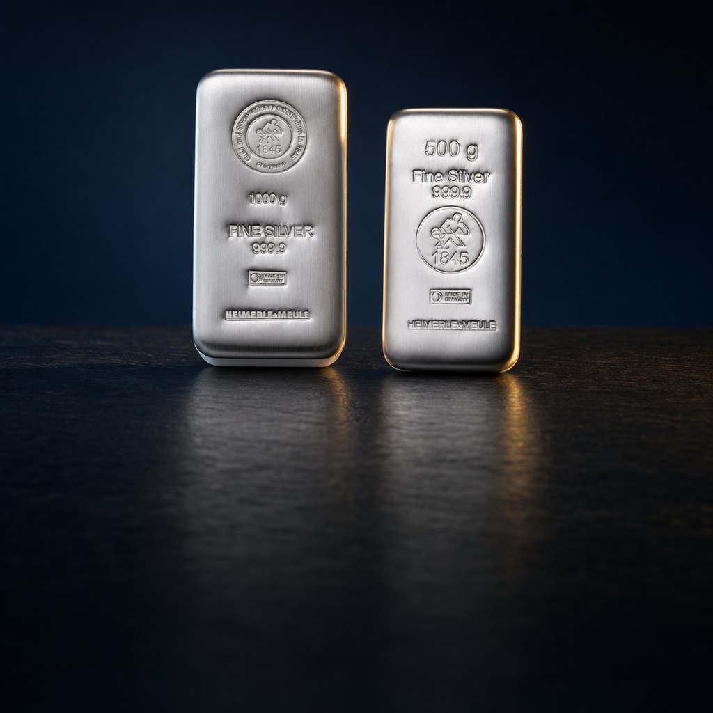 Yhden kilogramman ja 500 gramman hopeaharkot